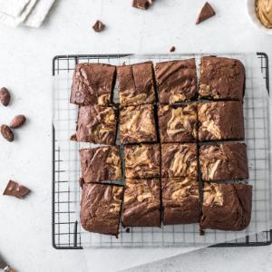 Vegan chocolate brownies with peanut butter 